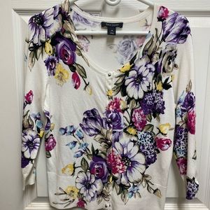 White House Black Market Women’s Floral Cardigan Medium